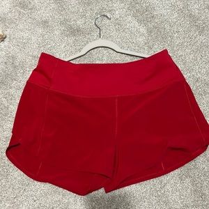 Speed up high rise lululemon shorts dark red size 10